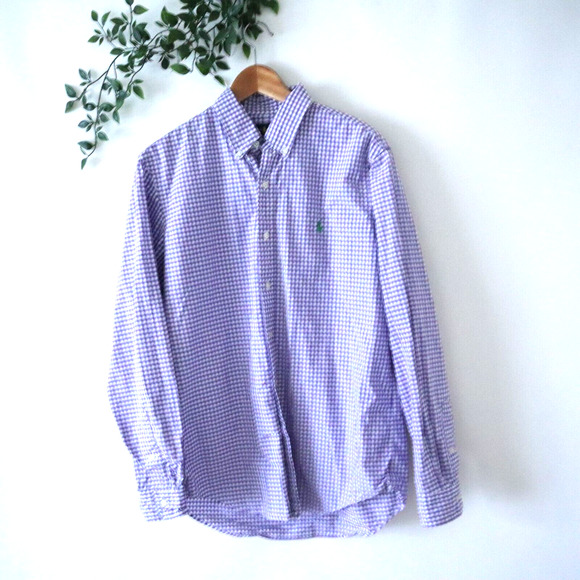Ralph Lauren Men's Purple Check Long Sleeve Button Front Shirt Size Medium - Picture 1 of 4